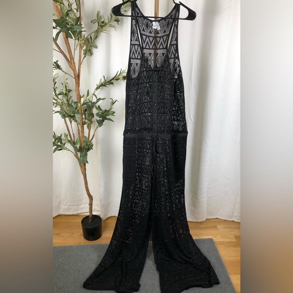 Elegant Black Lace Jumpsuit Swim Coverup Sz M (S2)